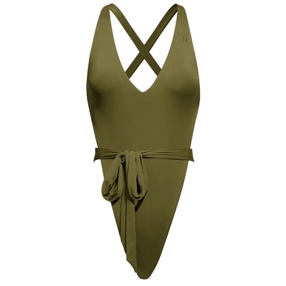 Momma Napa One Piece High Quality Luxury Swimsuit Cheeky High Cut in Green SZ S - Picture 7 of 8